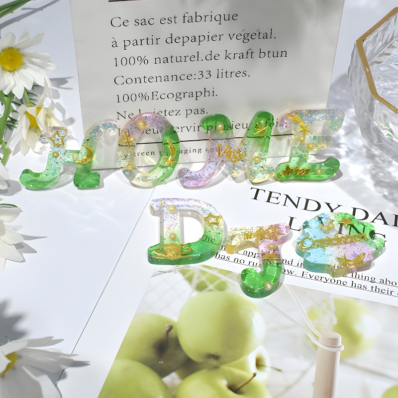 DIY cristal epoxi resina molde colgante 26 inglés llavero silicona molde Amazon