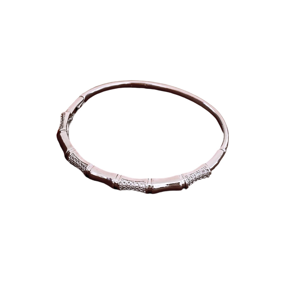 Pulsera con hebilla de bambú de circón galvanizado en oro real, nueva pulsera exquisita de todo fósforo de estilo chino, joyería de moda de alta gama de lujo ligero