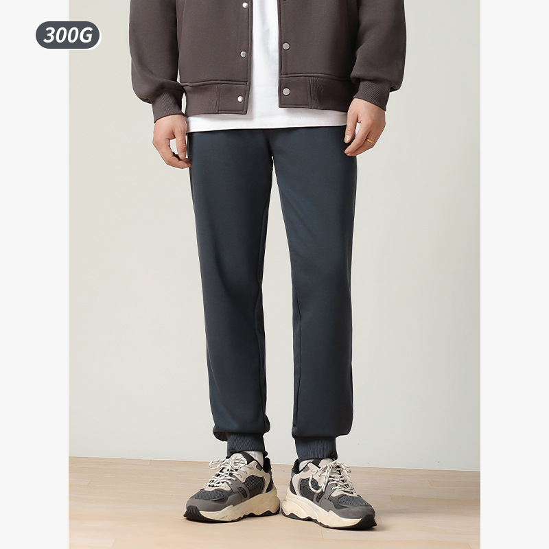 300g tela antibacteriana cremallera casual sweatpants hombres de alta cintura punto pantalones otoño nueva pareja básica