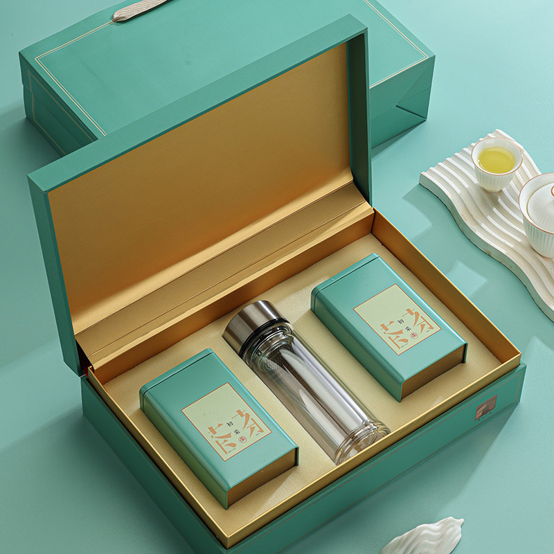 绿茶包装盒空盒带玻璃杯散装龙井碧螺春乌牛早茶茶叶包装盒空礼盒
