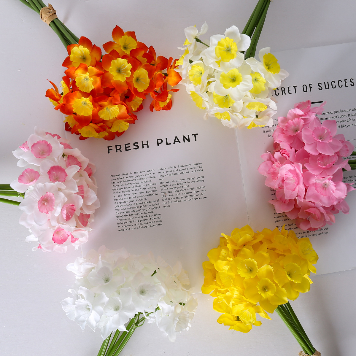 Simulación de flores de narcisos extranjeros mano de tela de seda narcisos estilo pastoral comercio exterior AliExpress Taobao narcisos