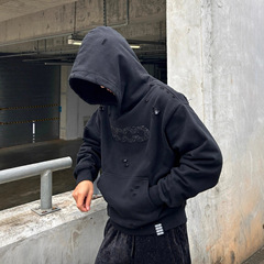 正确版现货原标GOOD钻碎破洞连帽卫衣字母烫钻长袖帽衫男女同款