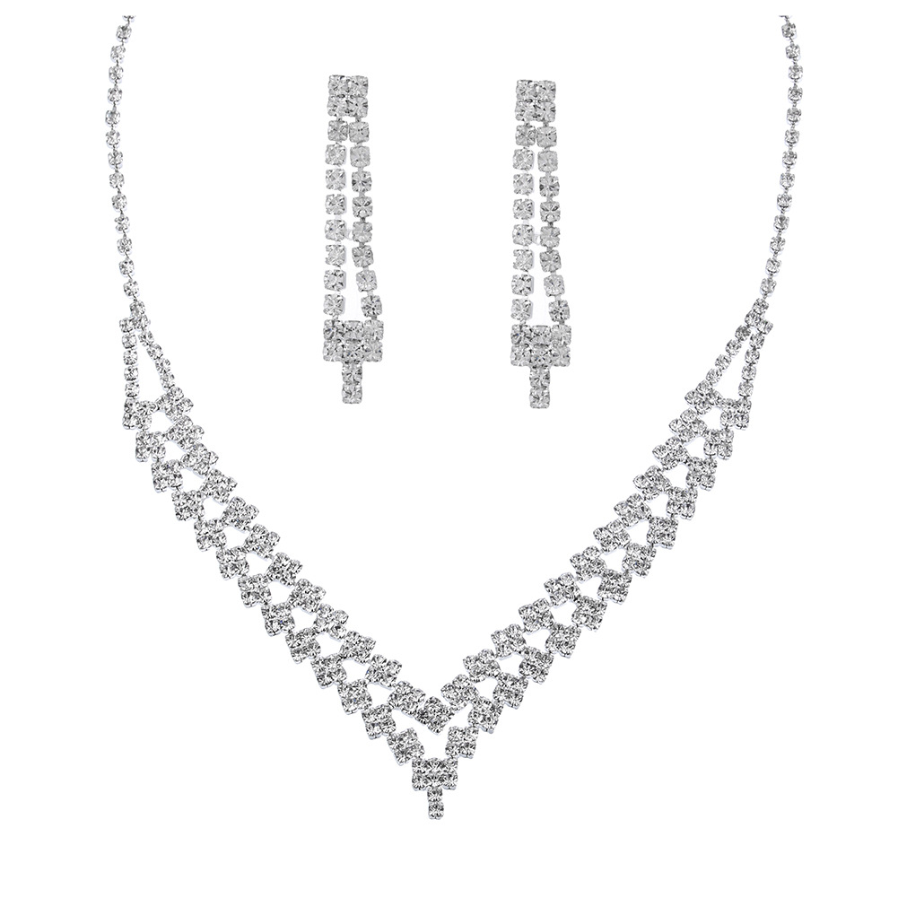 Alloy, Rhinestone Material Clouds Pattern Fashion Shining Rhinestone Claw Chain Wedding Bride Necklace Earrings Suit Copper