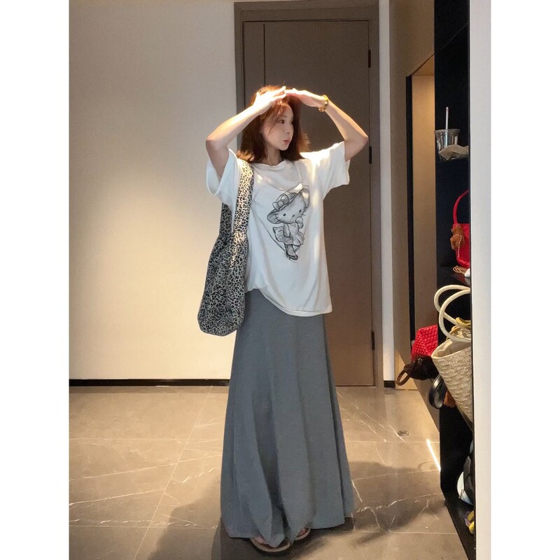 夏のマタニティ服春と夏のルーズコットン調節可能なスカート薄いドレープスリム痩身マタニティスカート|undefined