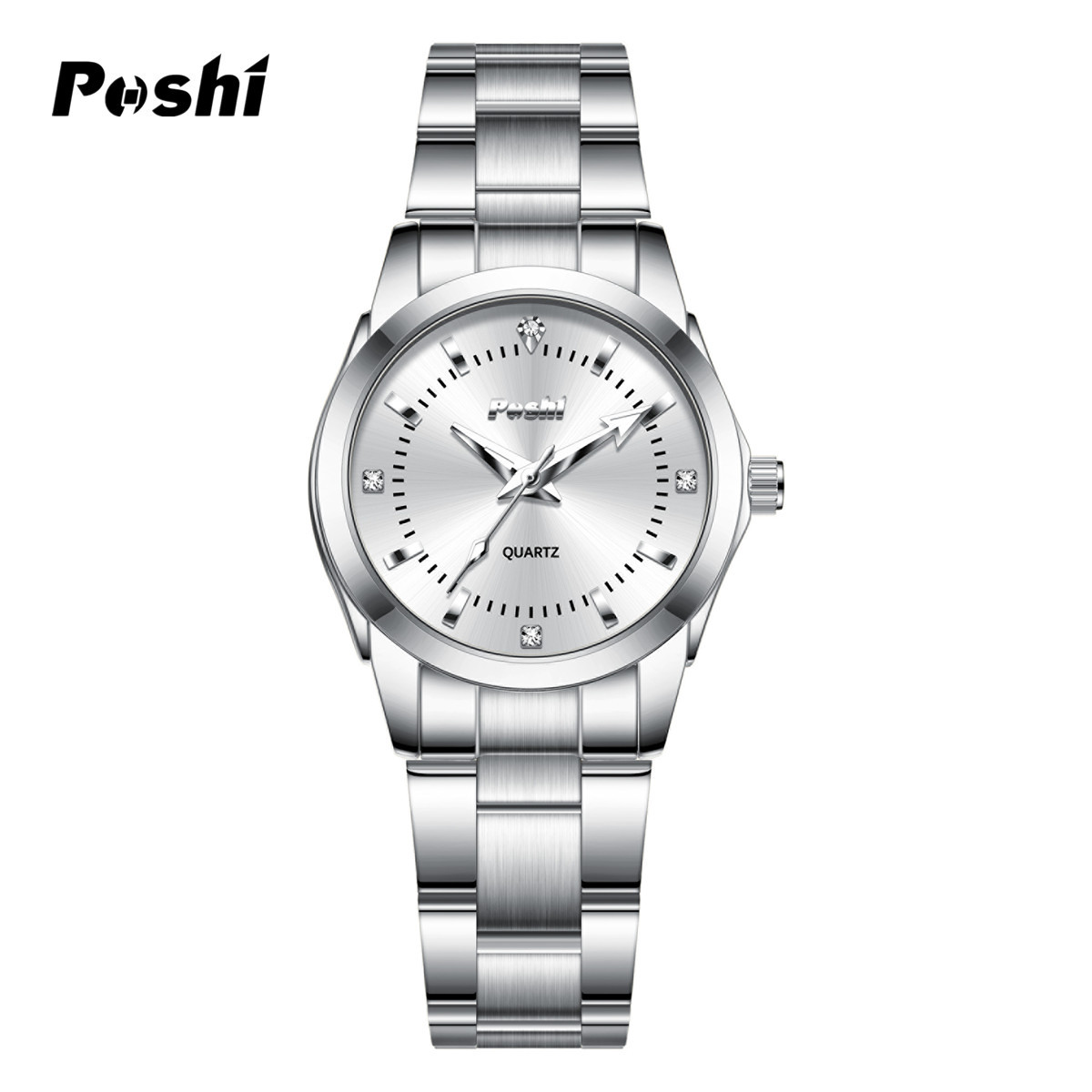 Una pieza de envío POSHI Watch Diamond Impermeable Luminoso Moda Simple Cinturón de acero Cuarzo Reloj para mujer Reloj para mujer