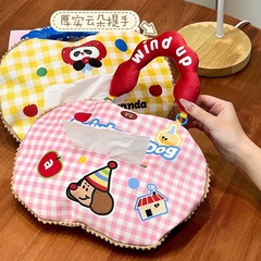 かわいい布芸洗面タオル掛け袋洗面台壁面浴室ティッシュ引き出し箱吊り式綿柔らかい紙収納袋