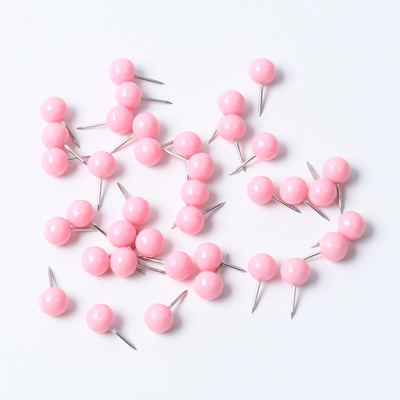 厂家直供散装樱花粉塑料大头针软木板标记地图钉固定办公圆球圆钉