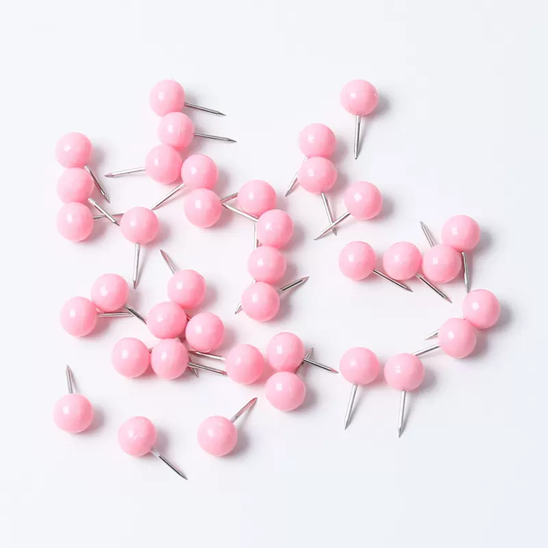 厂家直供散装樱花粉塑料大头针软木板标记地图钉固定办公圆球圆钉