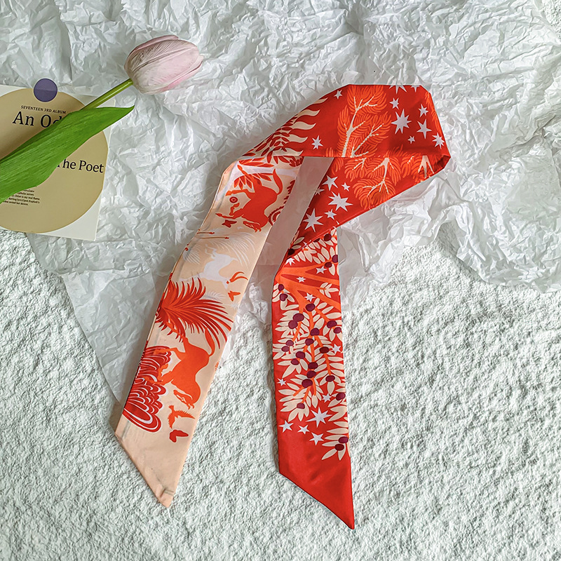 Bufanda de seda, banda larga, sensación de alta calidad, nuevo estilo, cuello, bufanda pequeña, serie de frutas, pañuelo para el cabello, cinta para el cabello