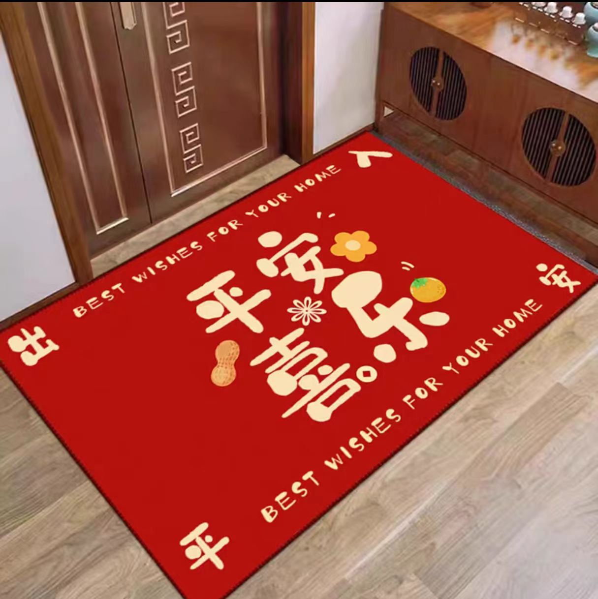 Almohadilla de suelo para entrar en la puerta de la casa de alto nivel, nueva almohadilla antideslizante de anillo de seda Roja china, almohadilla de suelo resistente a la suciedad para entrar en la puerta del porche de la casa