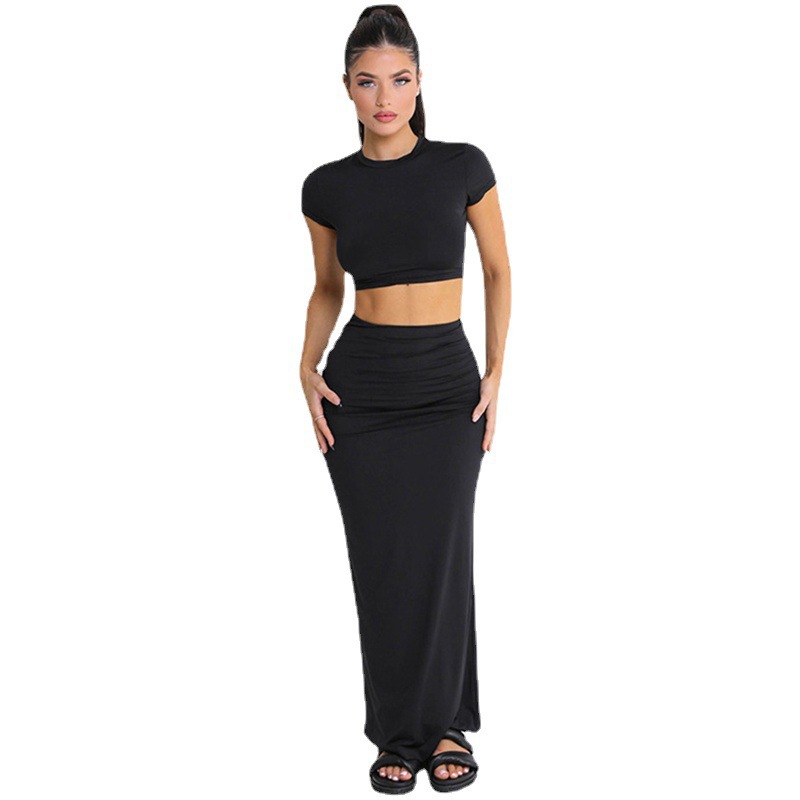 European American Style 2025 Spring-summer New Cross-border Women's Clothing: Short Cropped T-shirt And High-waisted_voghion.com