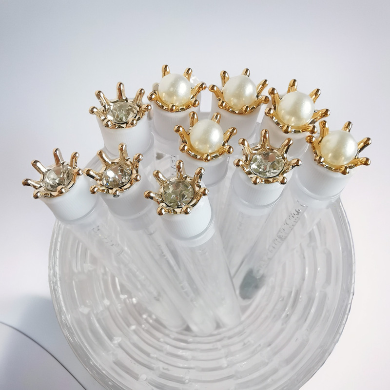 New Foreign Trade Crown Diamond Crown Pearl Crystal Rod Test Tube Eyelash Brush Spiral Grafting Eyelash Brush