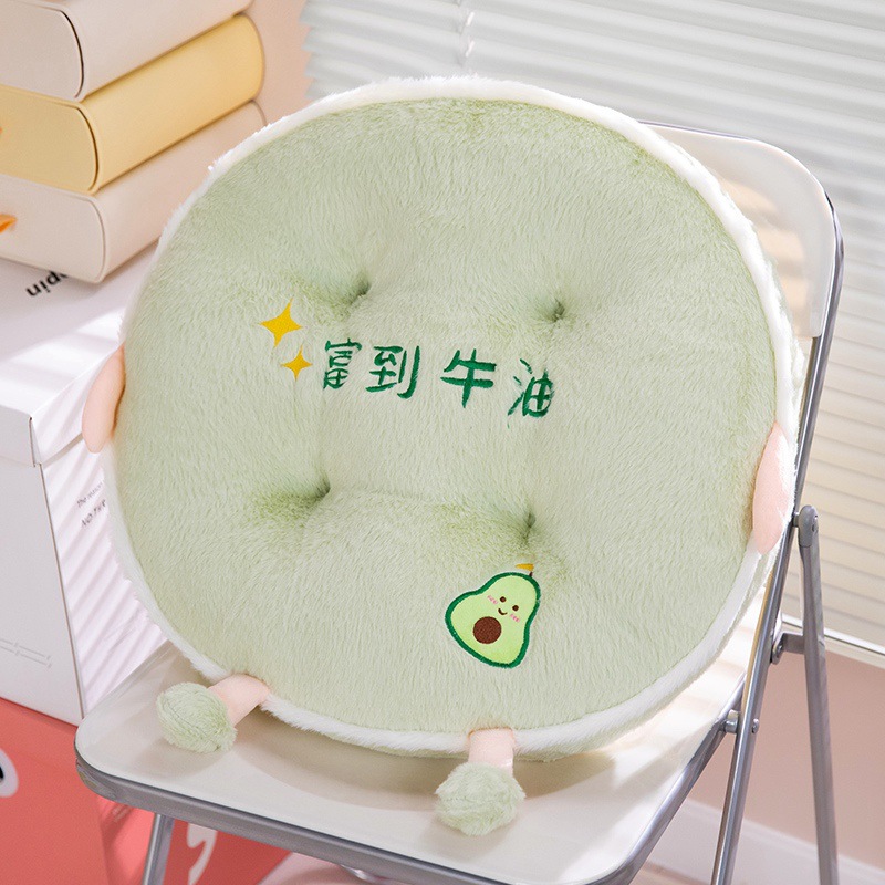 Círculos animados de seda de cabello de conejo espeso asiento cojín de cojín