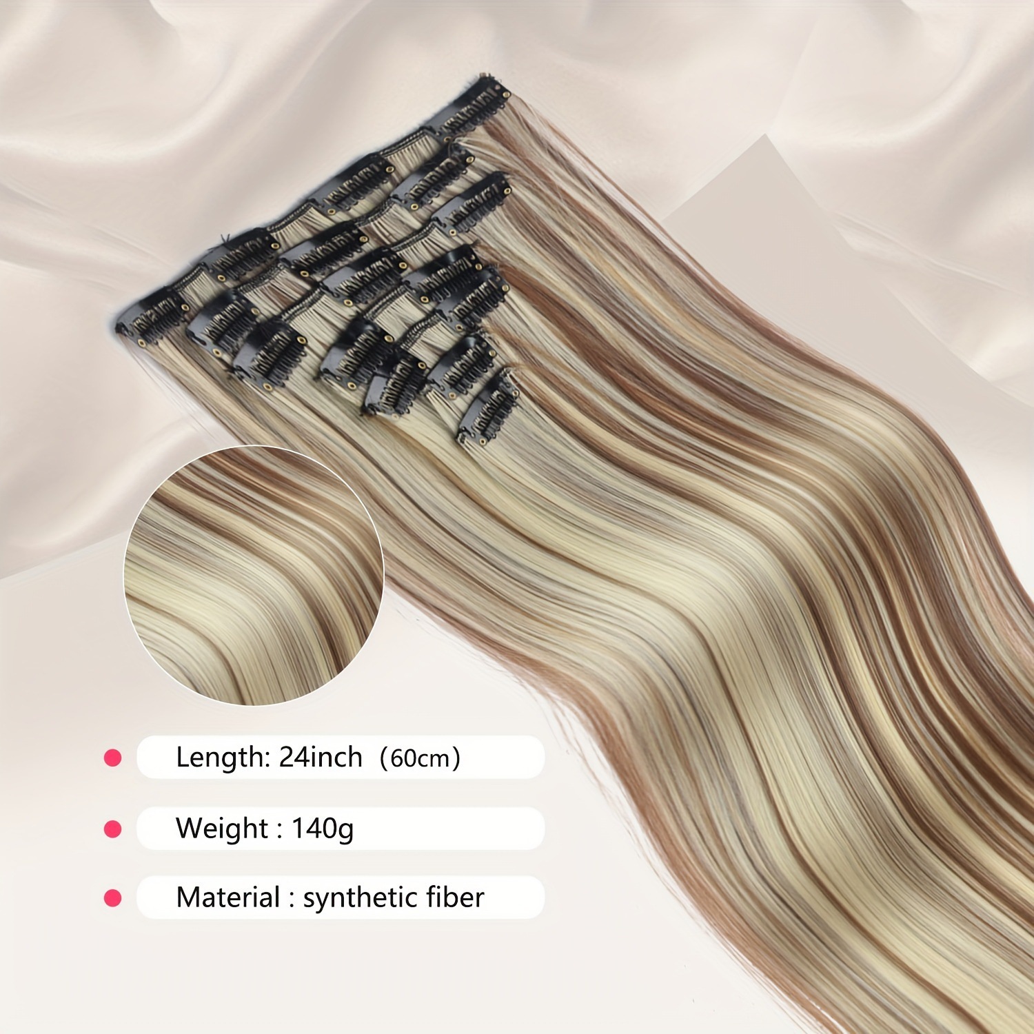 16 tarjetas de siete piezas de cabello de fijación peluca de fibra química europea y americana para mujeres peluca de fijación de cabello conjunto de cabello largo extensión de cabello recto