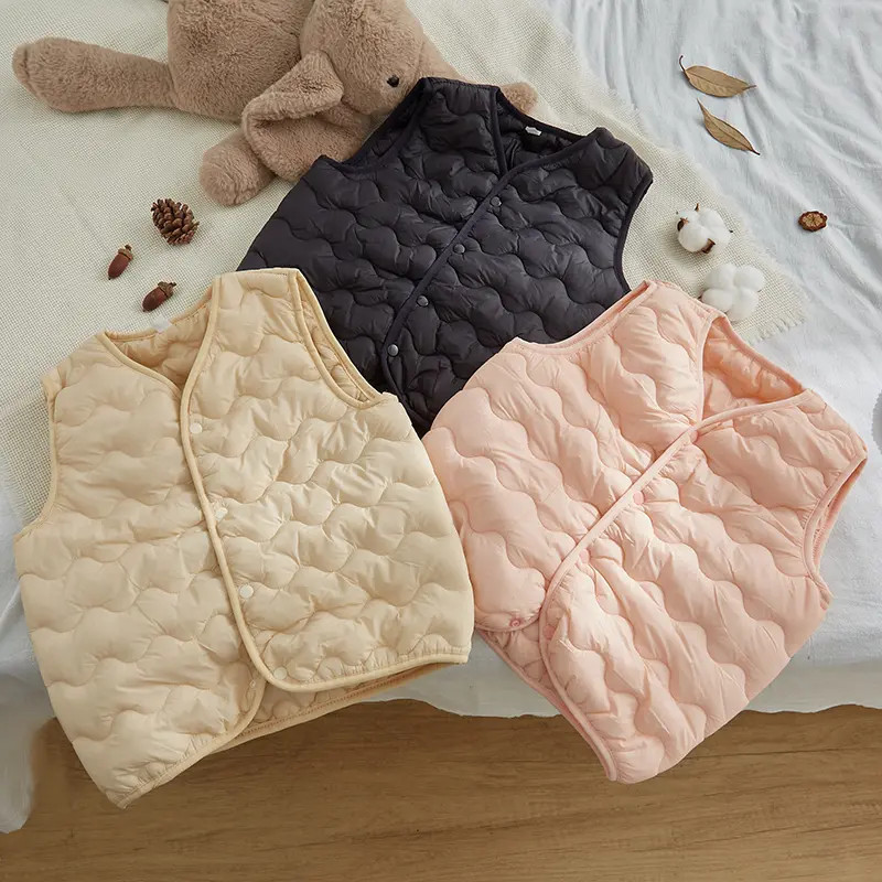 Children's Warm Vest Autumn and Winter New Style Windproof Thickened Cotton Jacket for Boys and Girls Warm Outerwear Vest 504