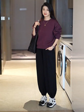 时尚休闲运动套装女2023秋季韩版宽松时髦圆领卫衣卫裤显瘦两件套