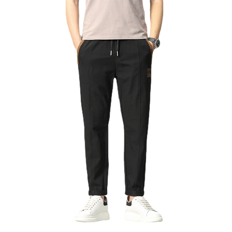 Pantalones casuales de los hombres primavera y otoño nuevo slim fit flaco chino bordado elástico cintura encaje casual jeans ropa