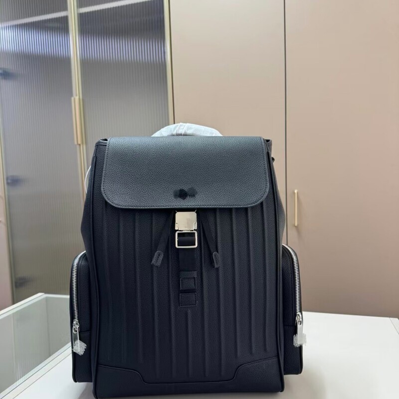 R Home Never Still Canvas Flip-Top Backpack, High-End Luxury Leather Travel Backpack for Men and Women