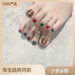 Y51金邊鏈條腳趾甲穿戴甲可拆卸鏈條珍珠夏日款工廠直銷一件代發