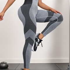 Cross-border yoga pants for women, high-waisted abdominal-correction fitness exercise tight pants, outerwear butt-lifting exercise elastic leggings