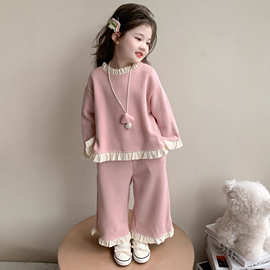 韩国女童蝴蝶结套装2025秋季新款两件套洋气网红休闲童装代发潮