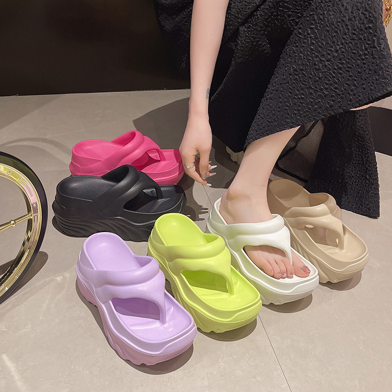 High-Heeled Flip-Flops 2025 New Style Thick-Soled Internet Celebrity 10cm Women's Height-Increasing Outdoor Wear Ins Ultra-High Heel Wedge