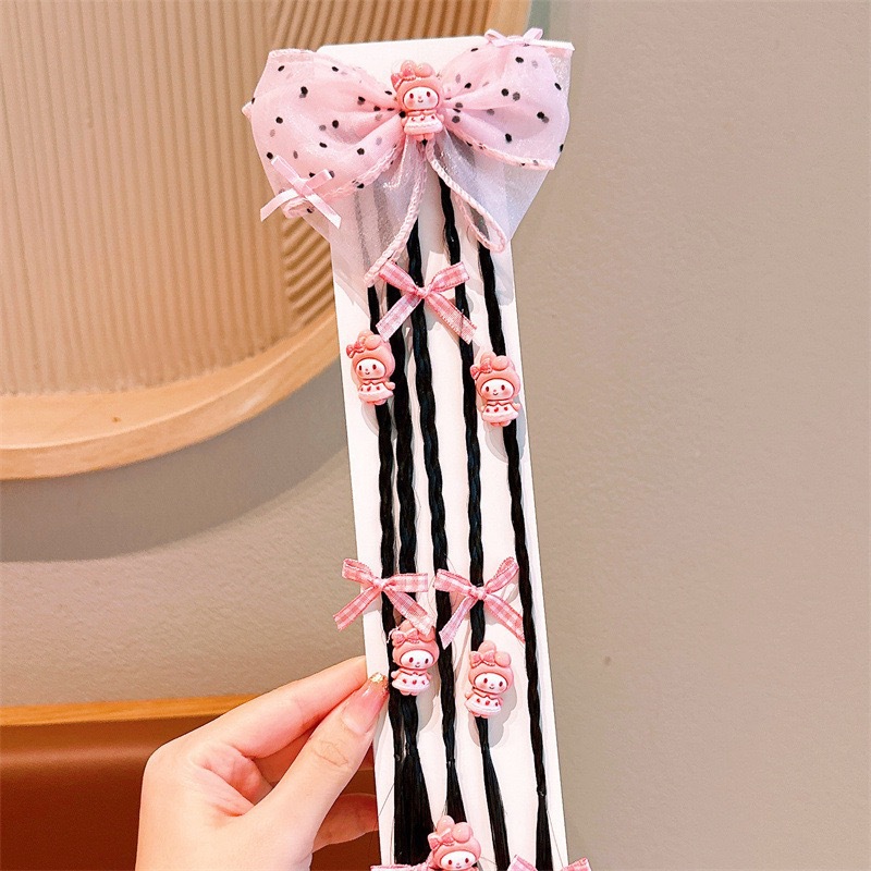 Niños peluca púrpura trenzas Sanli Kuro alta cola de caballo arroz cuerda de cabeza de cabello adorable niñas correa de pelo