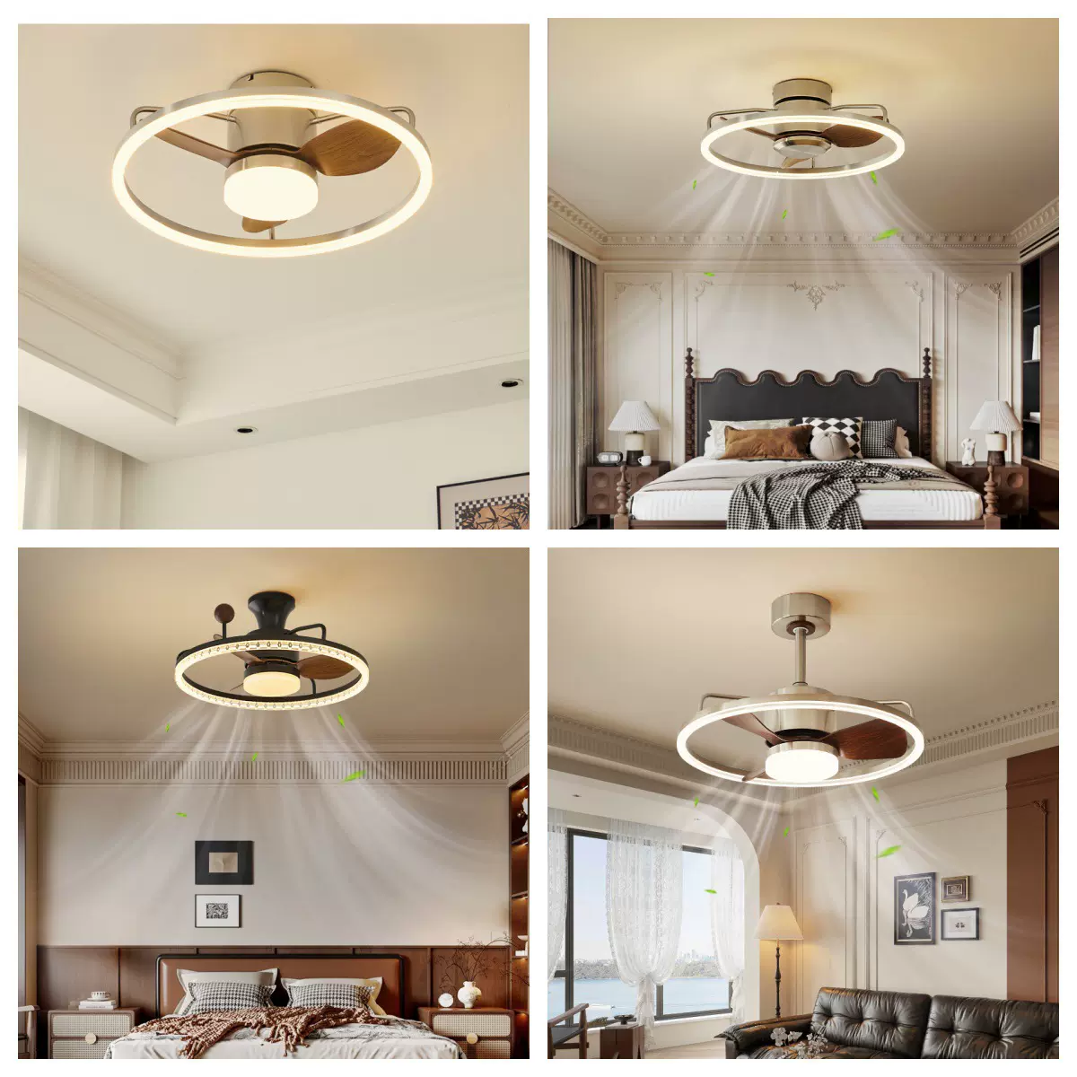 中古新款卧室风扇灯主卧吸顶灯电扇灯包豪斯复古工业风餐厅吊扇灯