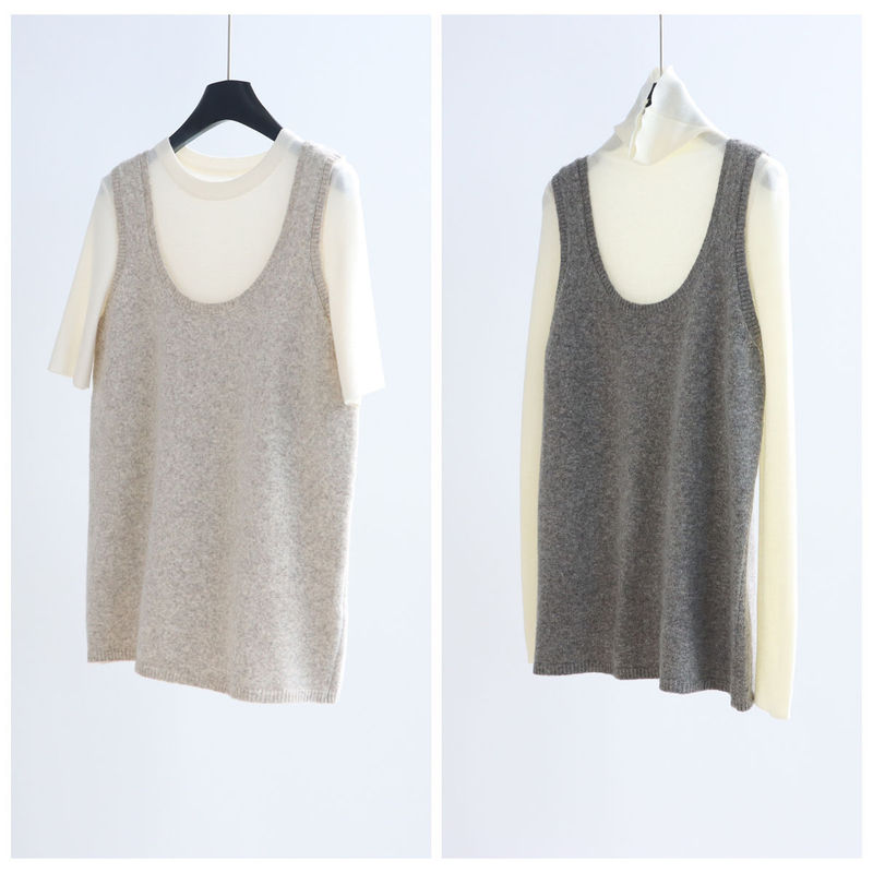 Trendy Mid-Length U-Neck Knitted Vest with Camel Wool for Autumn and Winter, Chic Sleeveless Sweater Layering Top Versatile Vest Trendy Mid-Length U-Neck Knitted Vest with Camel Wool for Autumn and Winter, Chic Sleeveless Sweater Layering Top Versatile Vest