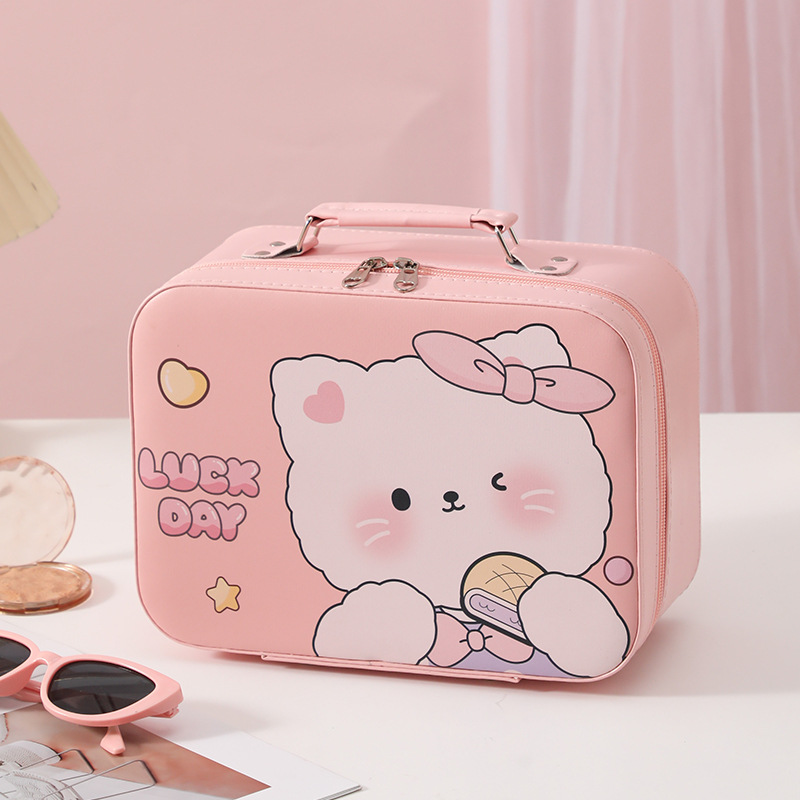 Cartoon Kapibara caja de maquillaje de gran capacidad bolsas de maquillaje portátiles lindas sin espejo caja de regalo
