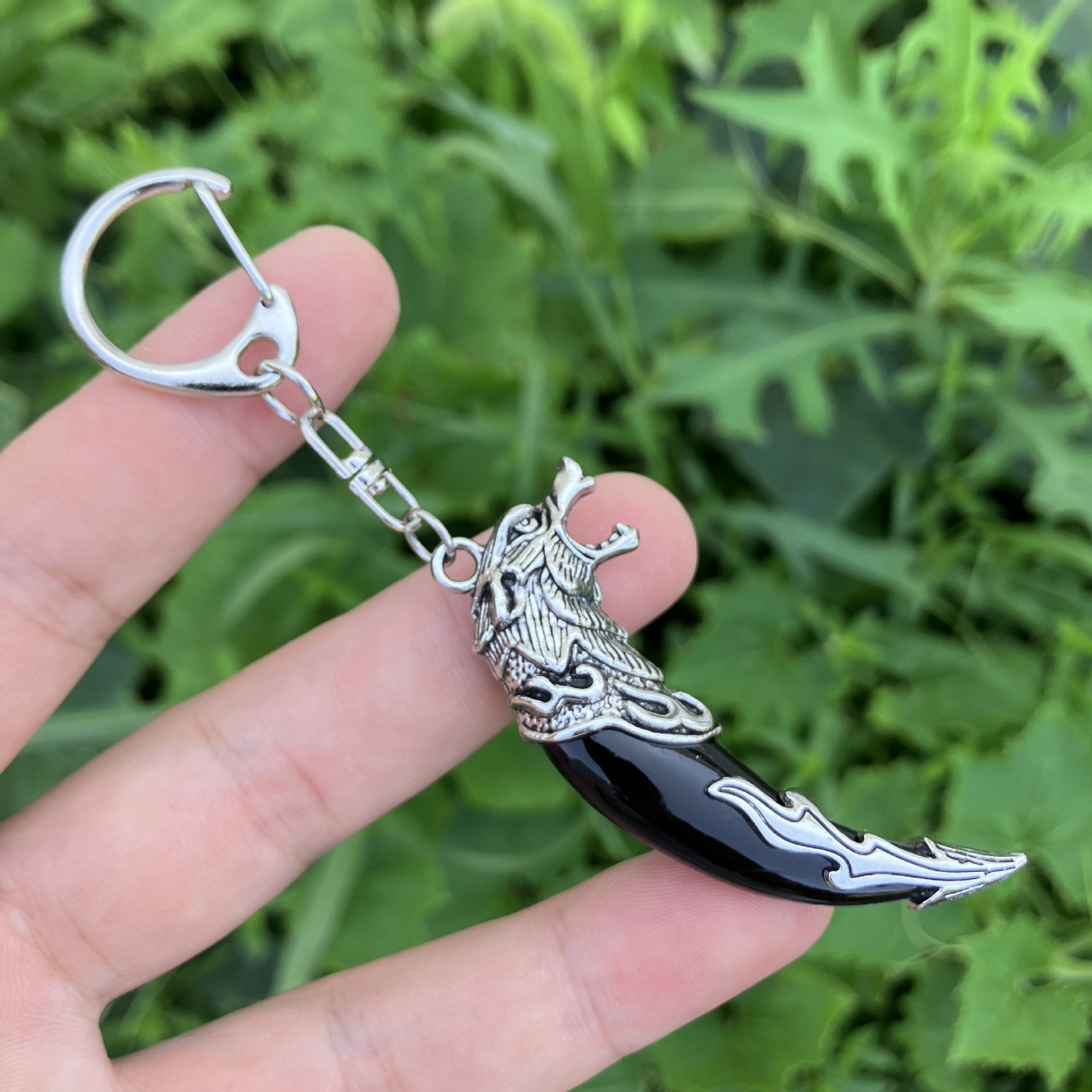 Metal Material Hip-Hop Wolf Tooth Metal Men's Bag Pendant Keychain