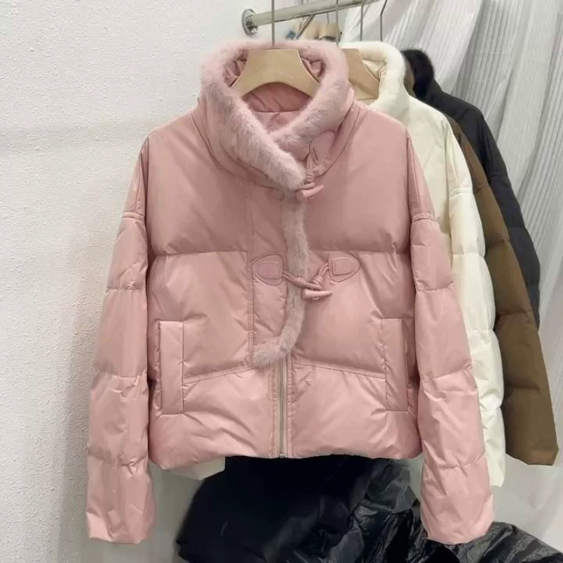 Пуховик корейского кроя, короткая модель для подростков, заполнен пухом, S–2XL