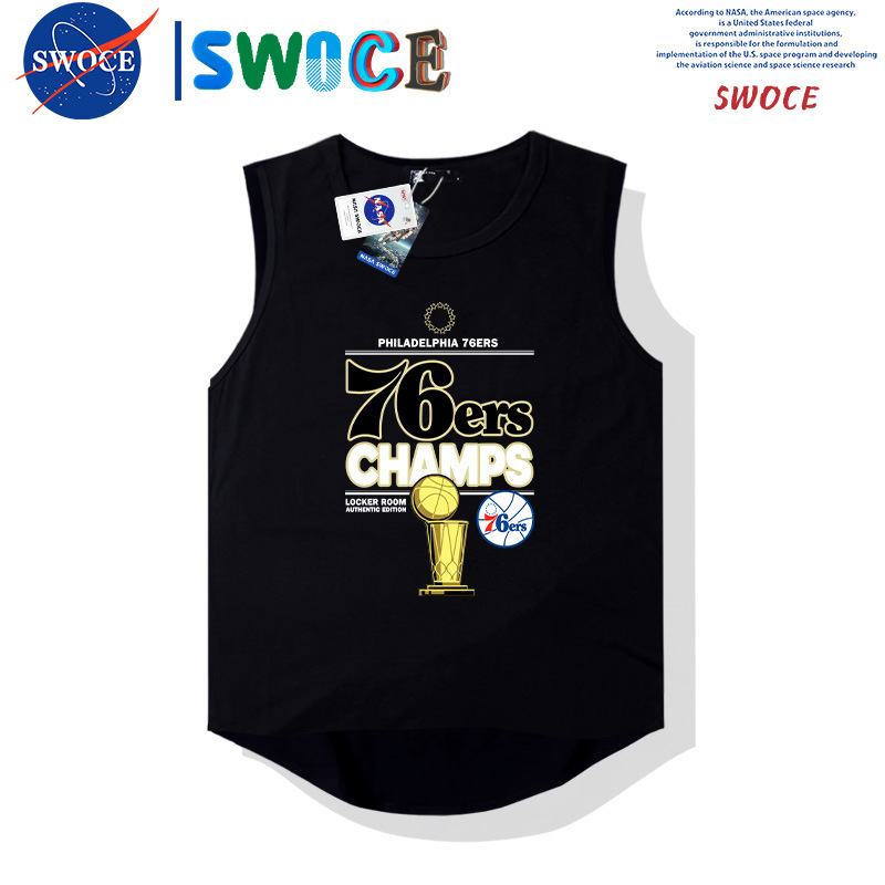 Basketball Sports 76ers Win the Championship Quick-drying Waistcoat Men's Youth Summer Fitness Loose Tide Sleeveless T-shirt