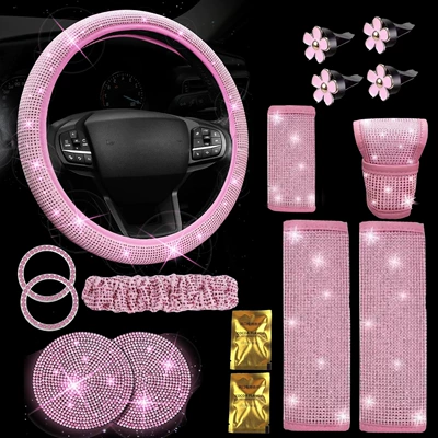 Black Diamond Car Diamond Interior Cover — Seat belt shoulder pad - all-pink
