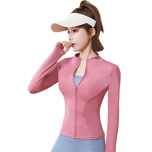 New autumn and winter warm plus velvet long-sleeved yoga jacket for women outdoor sports zipper yoga clothes slimming fitness tops