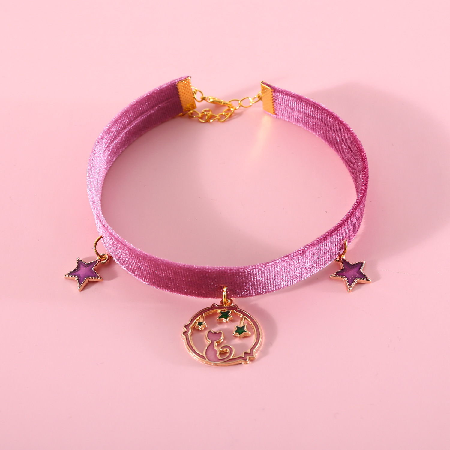 Collar de perlas retro seda de perlas estrellado gato conchas de flores gemas collar collar de colgante de aceite