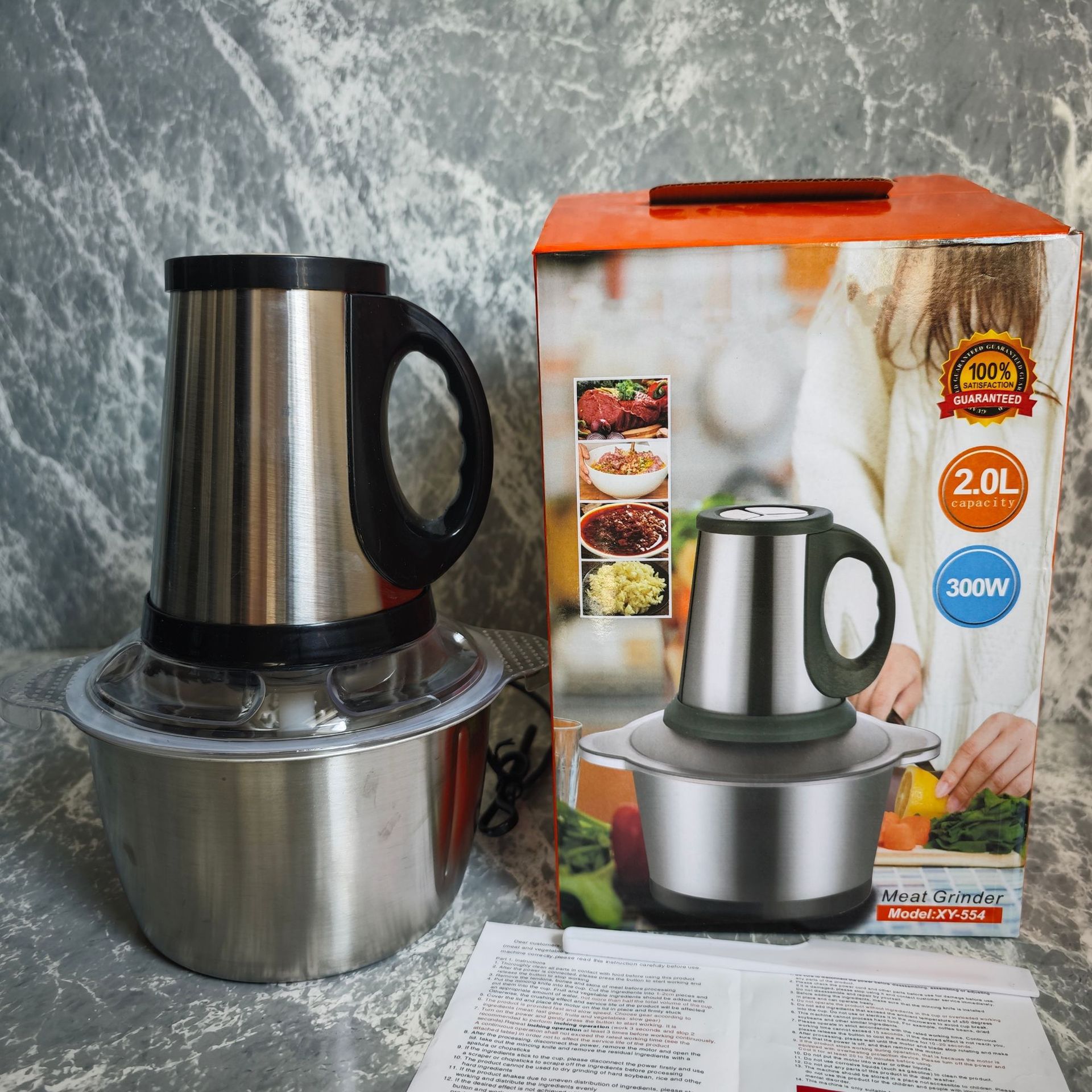 Cross-Border Meat Grinder 2L Multi-Functional Stainless Steel Fully Automatic Household Mixer Cooking Machine Large Capacity Electric Food Supplement Machine