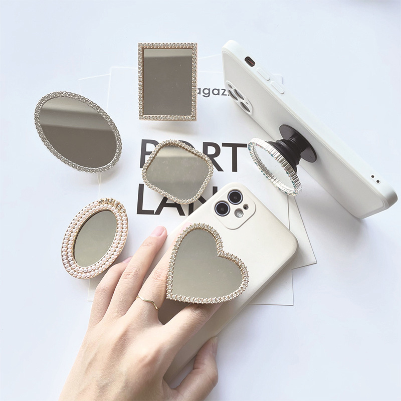 20g Weight Mobile Phone Universal Applicable Brands Airbag Bracket Classification Acrylic, Mirror Material Round, Oval, Heart Shape Pattern Classic Style Style Round Oval Heart Shape Acrylic Mirror Classic Style Mobile Phone Universal Airbag Bracket 无