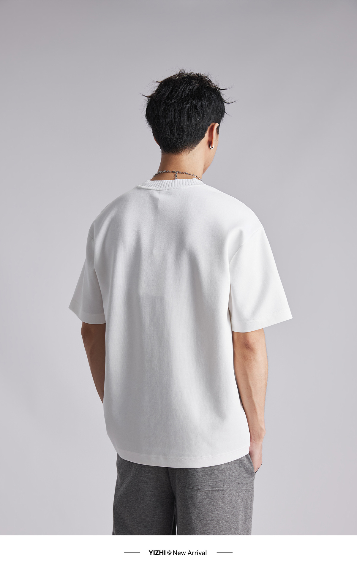 Áo thun nam cổ tròn chất liệu cotton dày 260g, thiết kế vai nối, phong cách lịch lãm — đen chi tiết 9