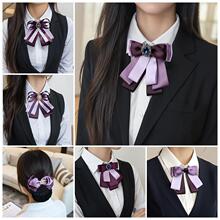 领花女职业银行领结头花套装建行电信衬衣员工行空姐领饰紫色配饰