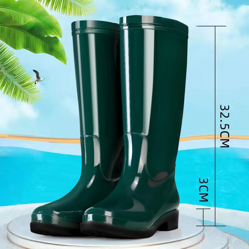 Zapatas de lluvia de mujer, zapatos de agua de alto cilindro, zapatos de goma de protección contra el trabajo, bonitas botas de agua, cocina para adultos