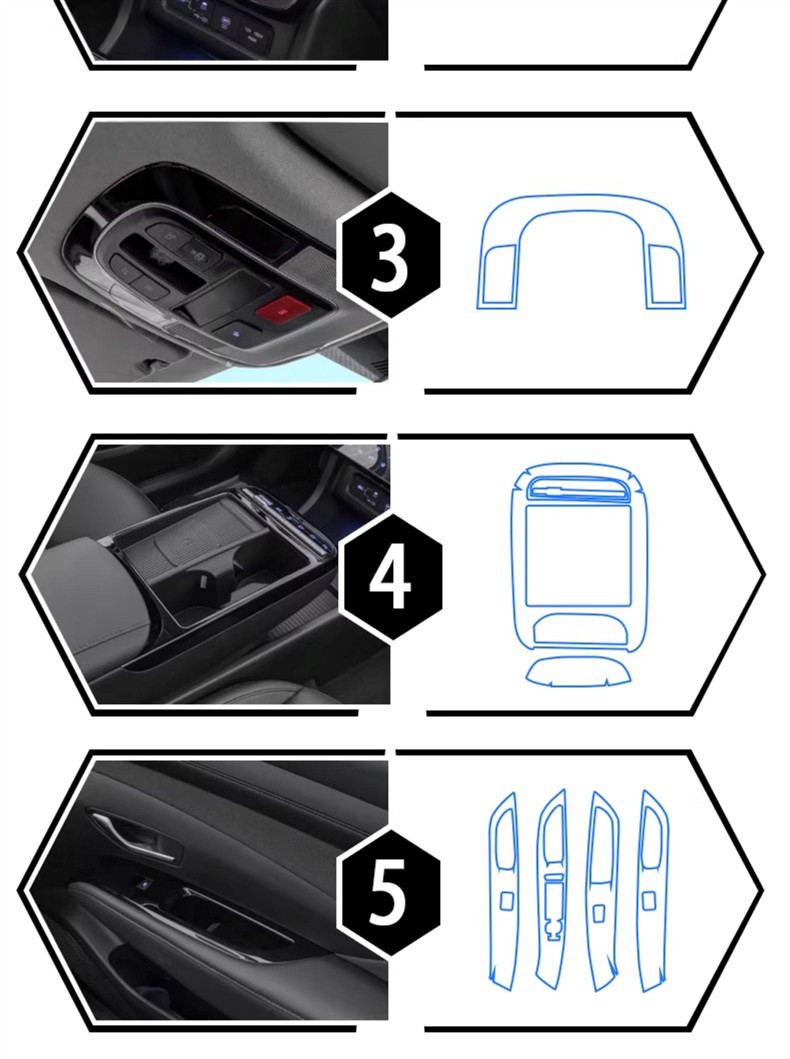 Suitable for 25 Models of Hyundai Tucson L, Tucson Central Control Air Conditioning Interior Protective Film, Navigation Screen Film Modification Decoration