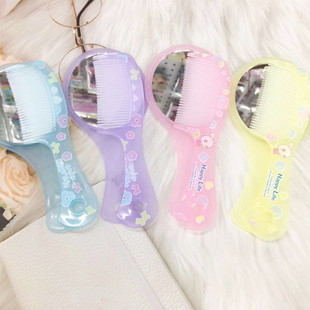 New makeup mirror portable set mirror comb two-piece set imitation horn fold continuous small comb children's comb wholesale