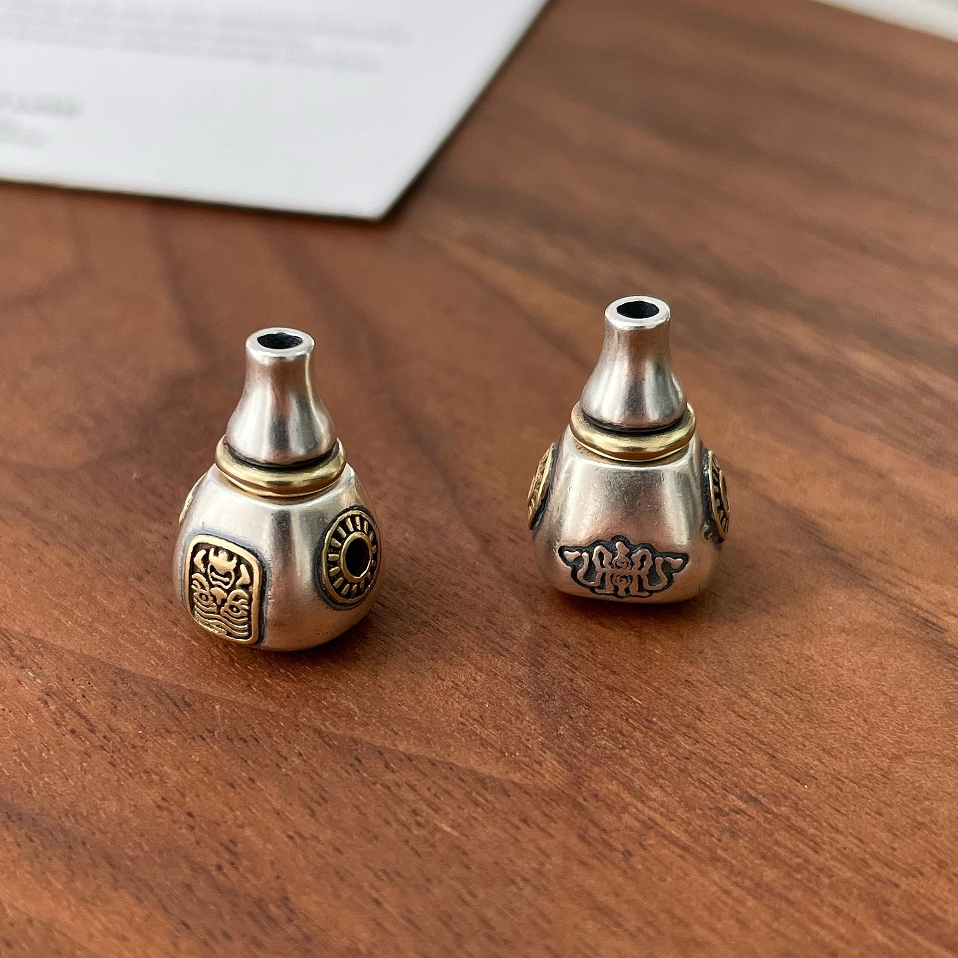 S925纯银扎基拉姆三通佛头分体佛塔女财神扎吉拉姆佛头文玩配饰