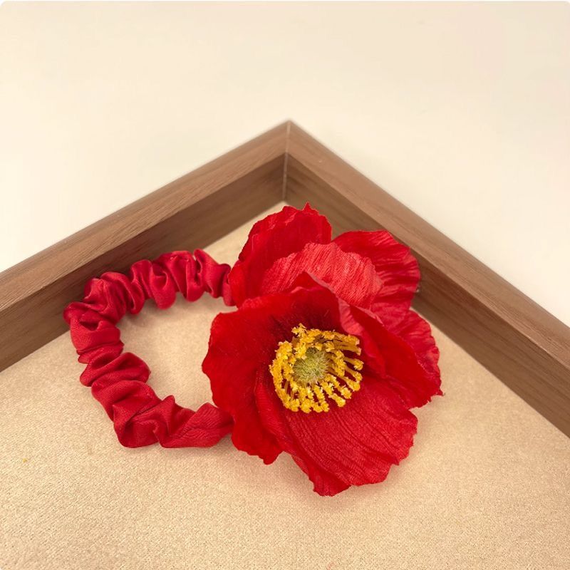 Nuevo Yu belleza flores intestino anillo de pelo tela de simulación de alta sensación bola de pelo adornos de cabello huevo flor cuerda de cabello mujer