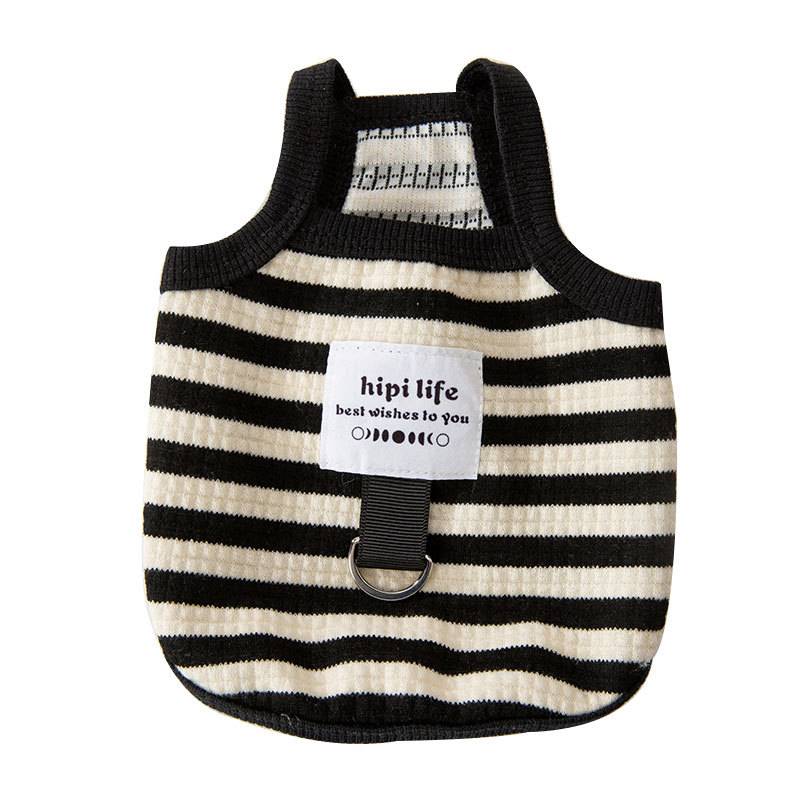 Gato Verano simple rayado tracción Sling perro verano Delgado estilo coreano carta mascota ropa de perro de dos patas