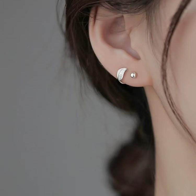 925 Sterling Silver Needle Leaf Earrings for Women to Sleep Without Removing 2025 New Hot Style Ear Piercing Earrings