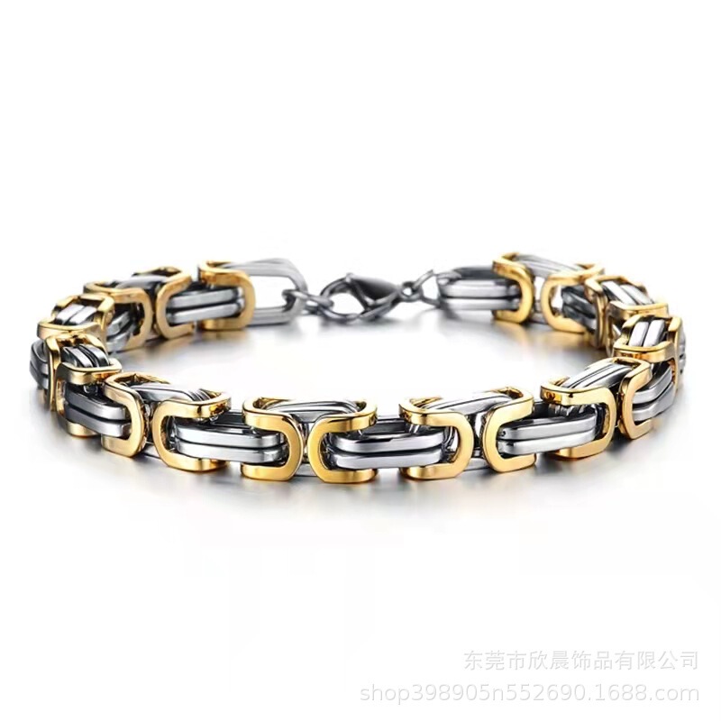 Amazon Stainless Steel Curb Chain Titanium Steel Bracelet Jewelry Byzantine Imperial Chain Geometric Trendy Chain Stackable