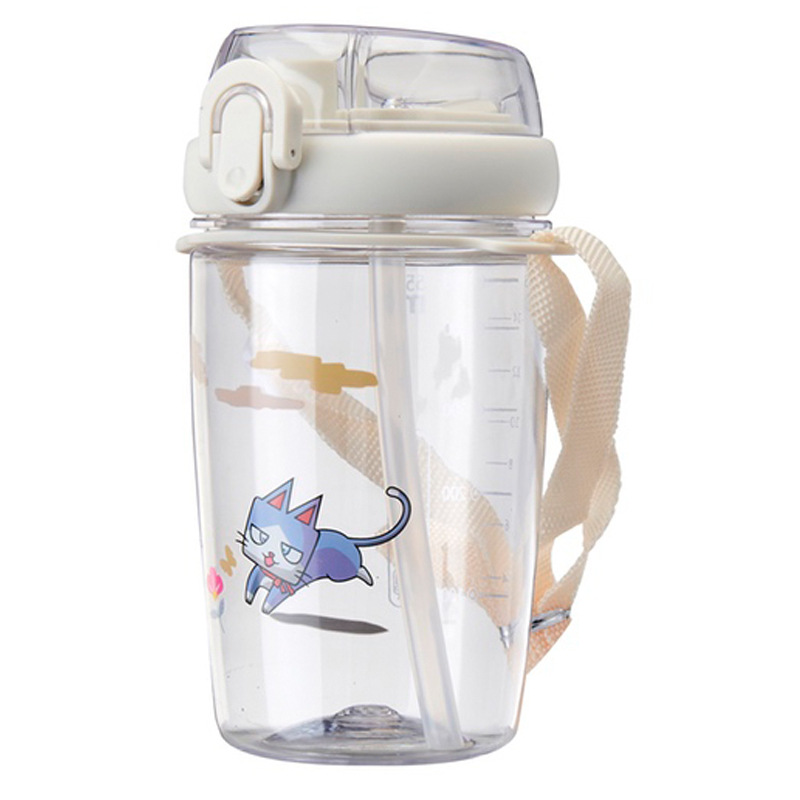 Tritan taza de agua hembra lindo niños de alto aspecto portátil crossbody Copa Internet celebridad estudiante doble bebida deportes hervidor de agua botella
