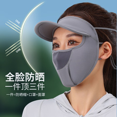 Summer Sun Protection Mask with Brim Outdoor Silk-like Sun Protective Mask Full Face Full Protection Sun and UV Protection